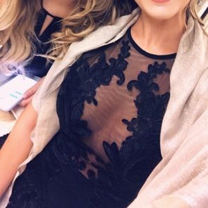 Lulus black embroidered mesh maxi dress